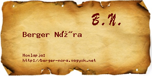 Berger Nóra névjegykártya